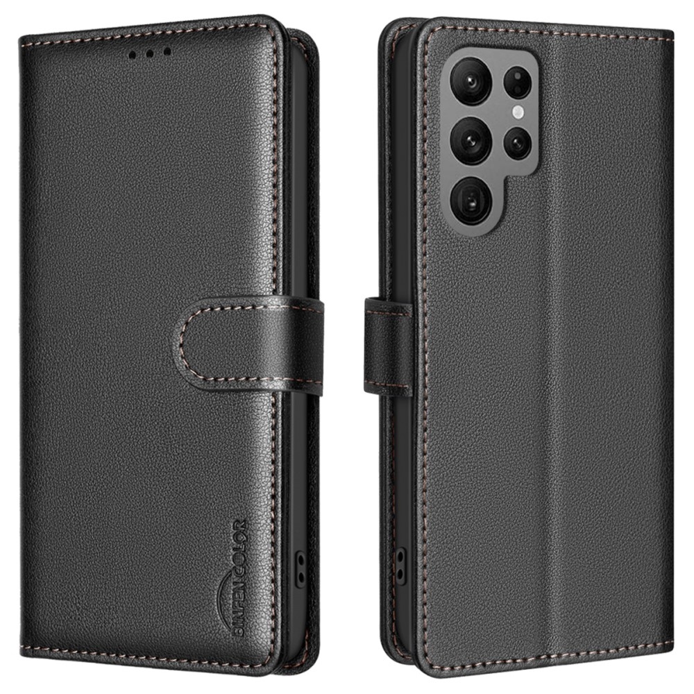 BINFEN könyv tok Samsung Galaxy S25 Ultra készülékhez - fekete