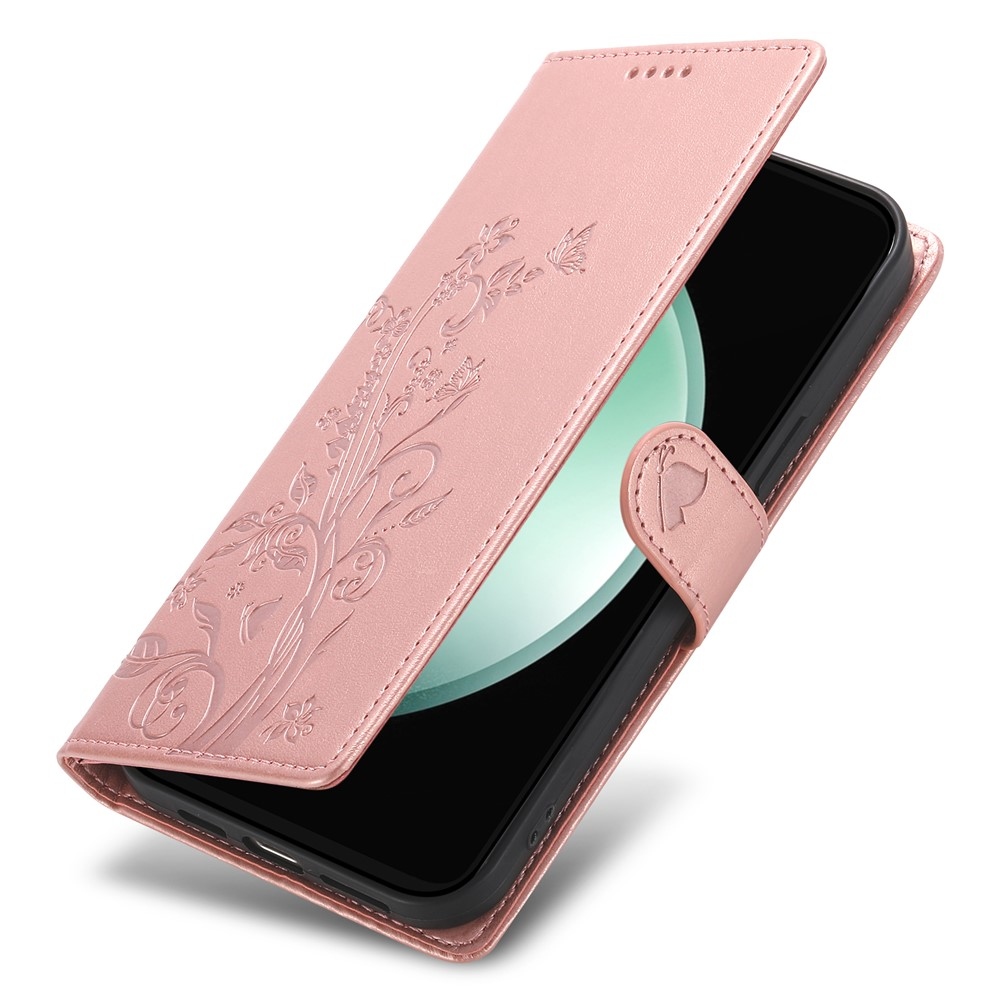 Virágok könyv tok Samsung Galaxy S25 FE készülékhez - rózsa arany