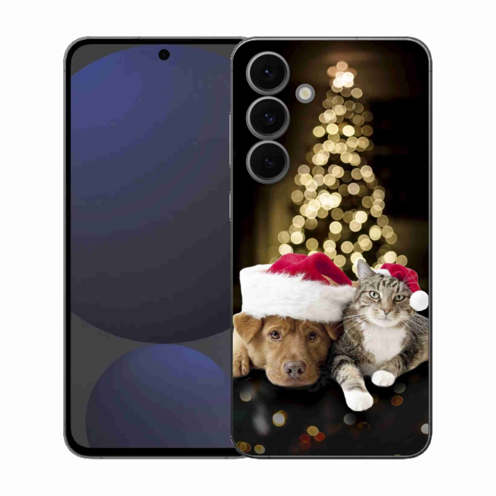 Gél borítás mmCase Samsung Galaxy S25 FE - Karácsonyi kutya és macska