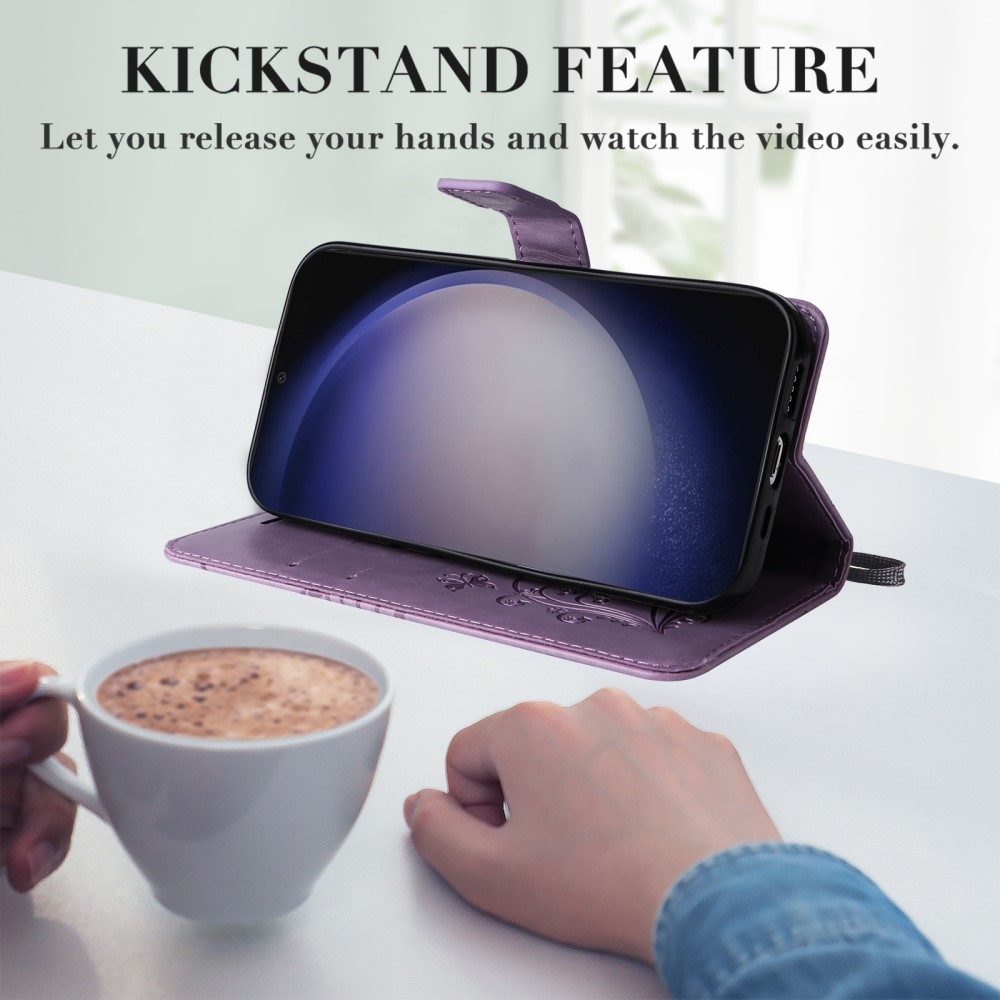 Nagy pillangó könyv tok Samsung Galaxy S25 készülékhez - lila