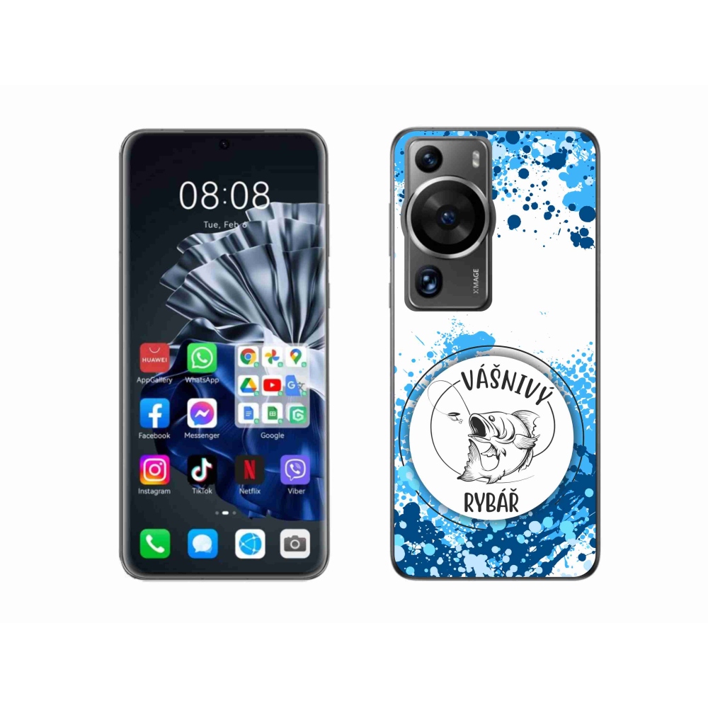 Gél borító mmCase a Huawei P60 Pro készülékhez - szenvedélyes halász fehér háttérrel