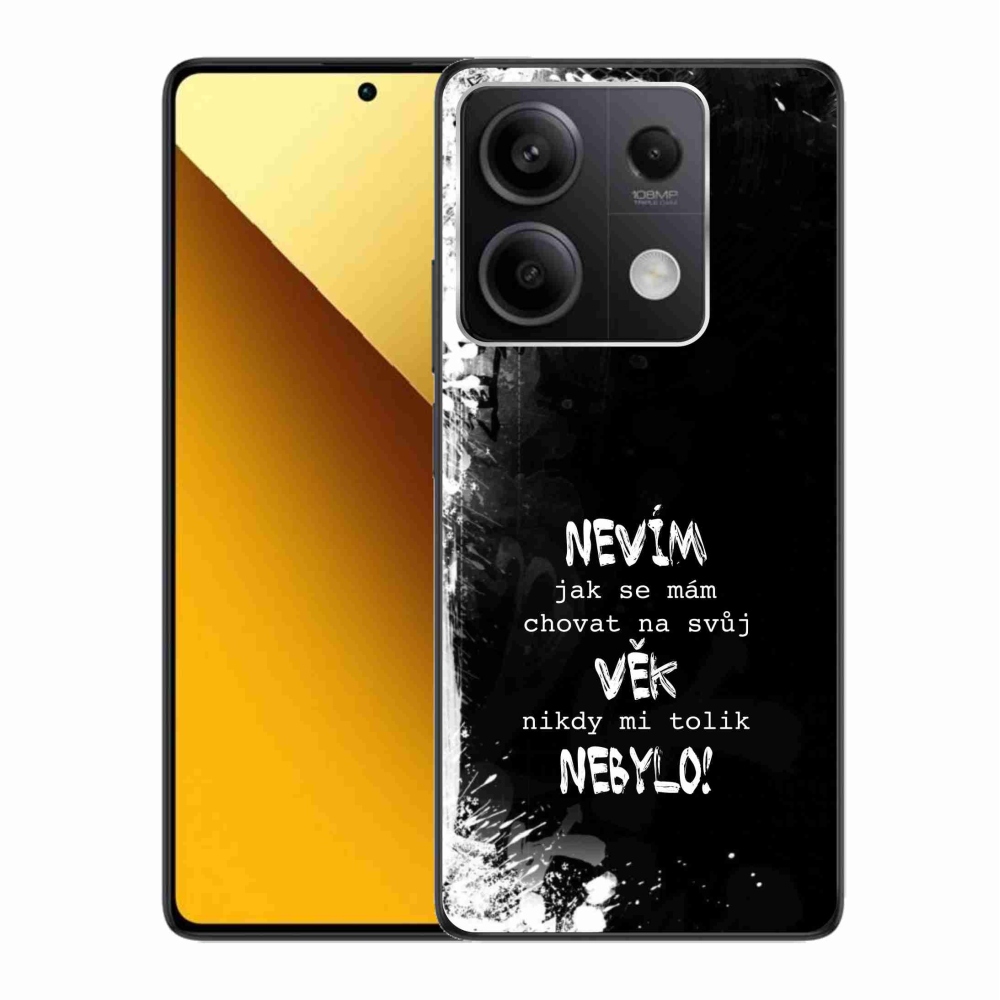 Gél borító mmCase a Xiaomi Redmi Note 13 5G-hez - vicces szöveg 14 fekete háttérrel