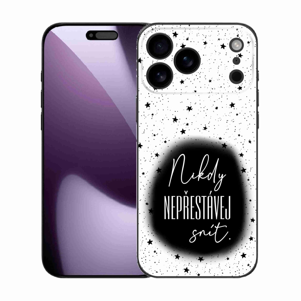 Gél borítás mmCase iPhone 17 Pro Max készülékhez - Idézet 1 fekete-fehér háttér