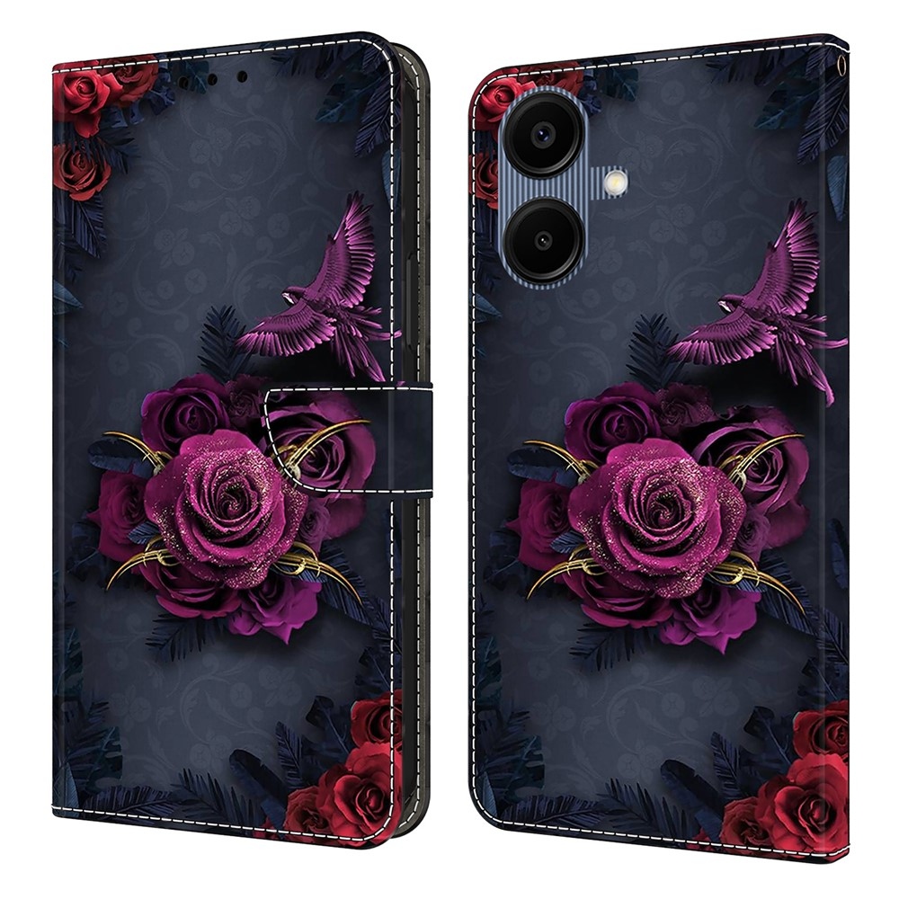 Sima könyves tok Samsung Galaxy A07 4G - lila virág