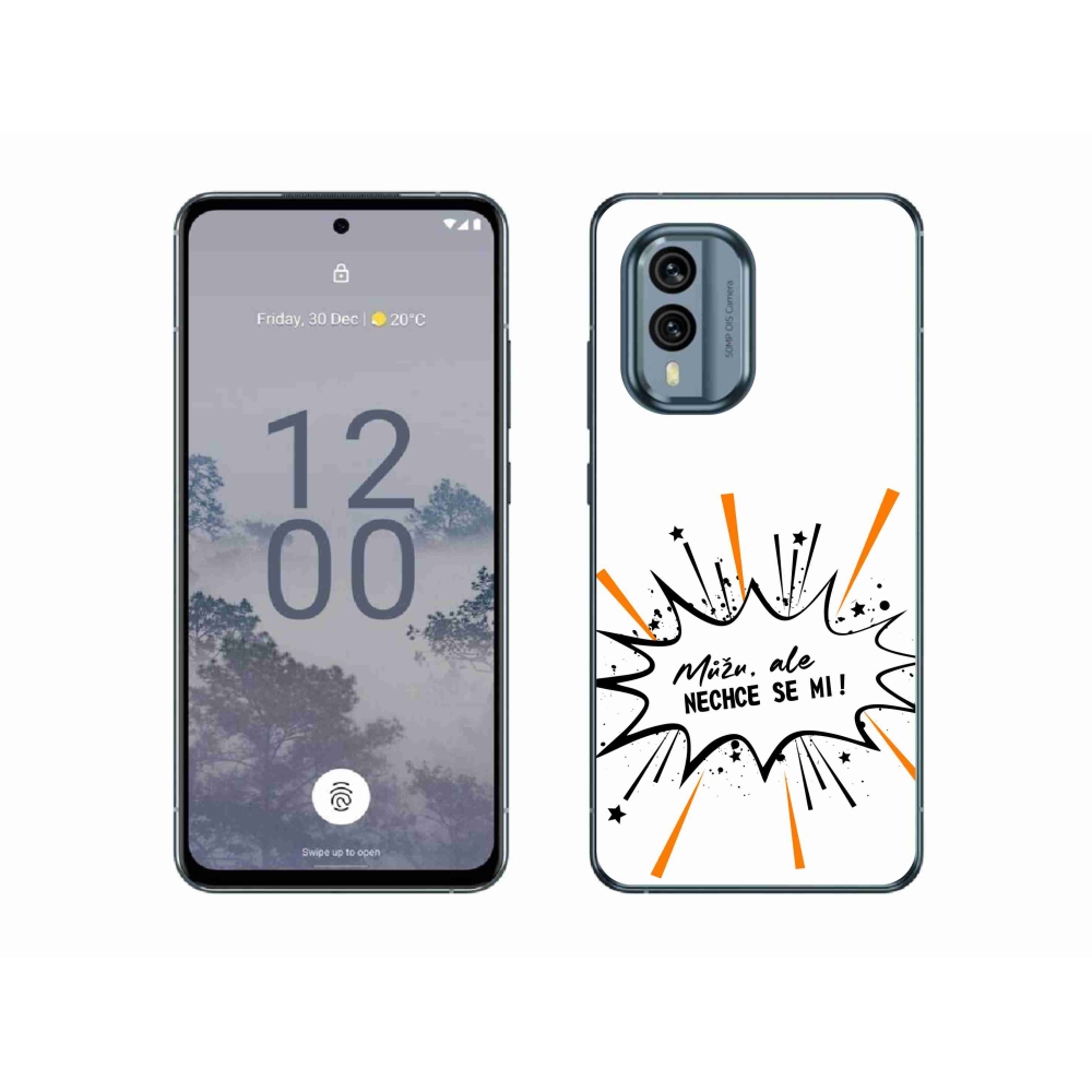 Zselés borító mmCase a Nokia X30 5G készülékhez - vicces szöveg 11 fehér háttér