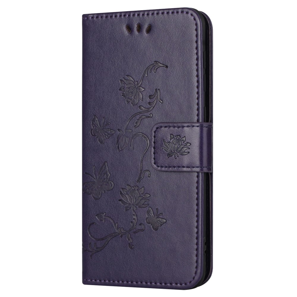 Virágos könyv tok Xiaomi Redmi 12 4G/5G - sötét lila