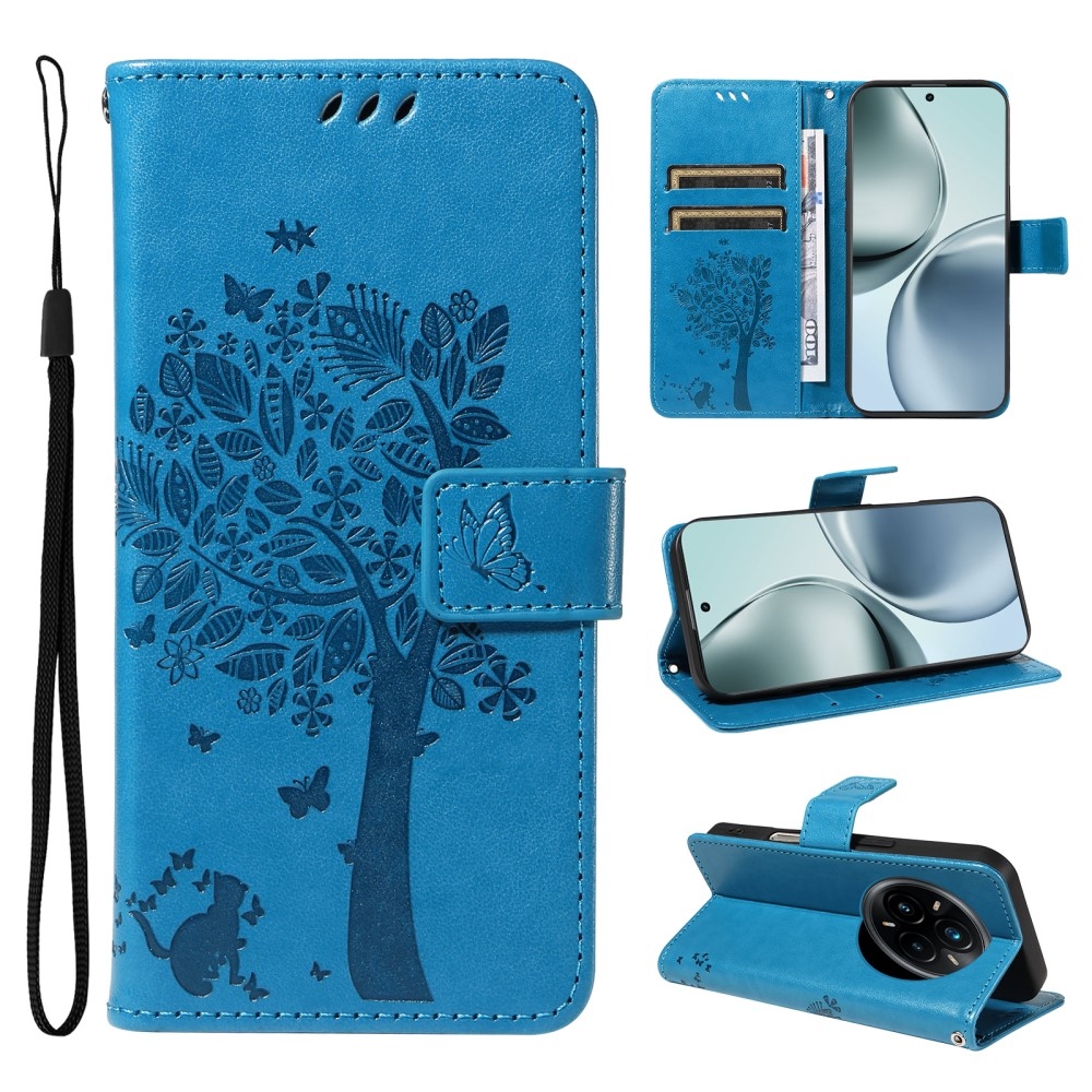 Fák könyvtáska a Realme 14 Pro+ 5G számára - kék