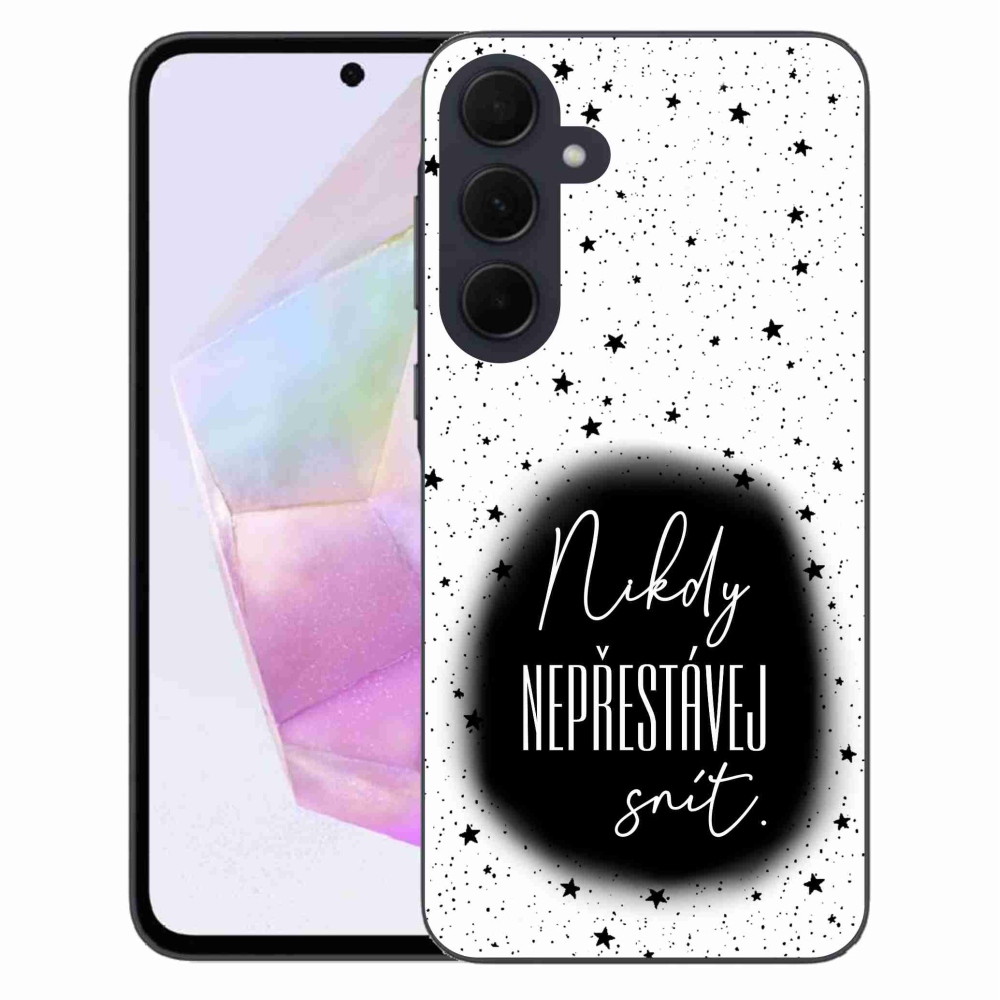 Gél borítás mmCase Samsung Galaxy A35 5G - idézet 1 fekete és fehér háttérrel