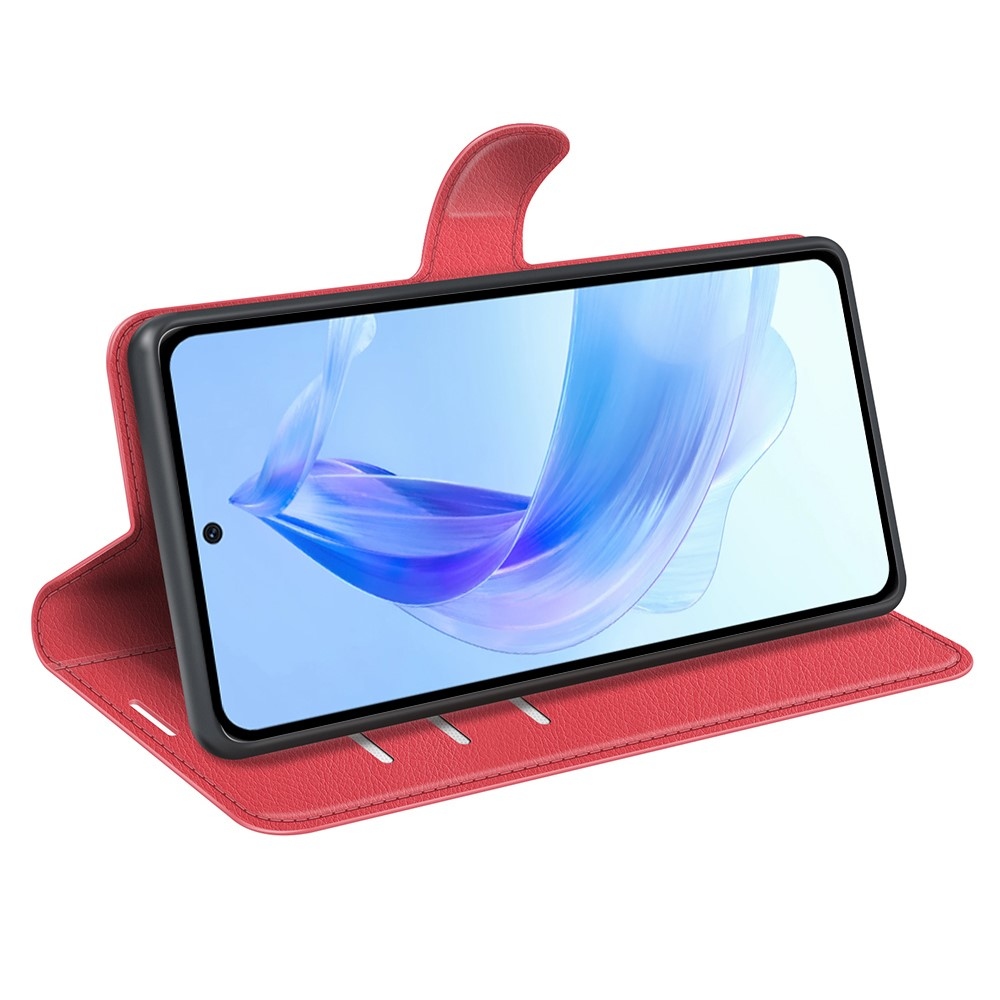 Litchi könyvtáska Honor 90 Lite-hoz - piros