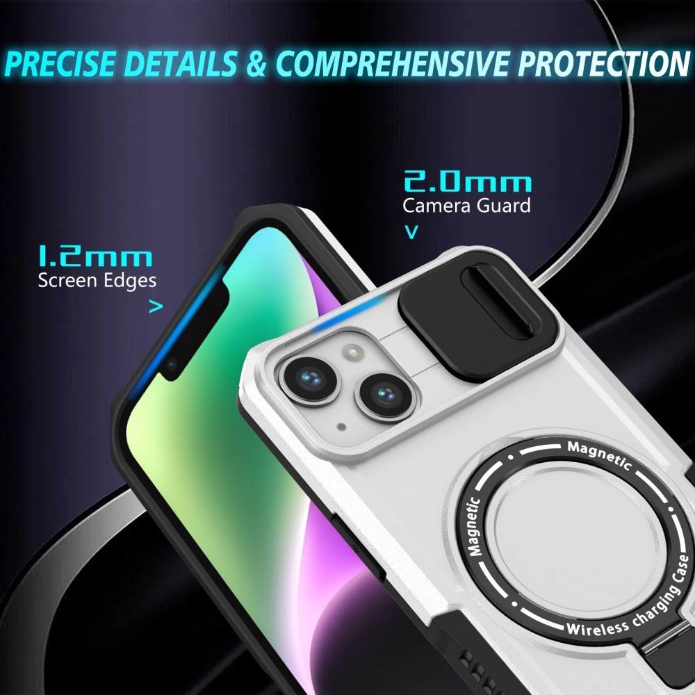 Fulcrum tartós borító kameravédelemmel és MagSafe funkcióval iPhone 14 készülékhez - Fekete/Fehér