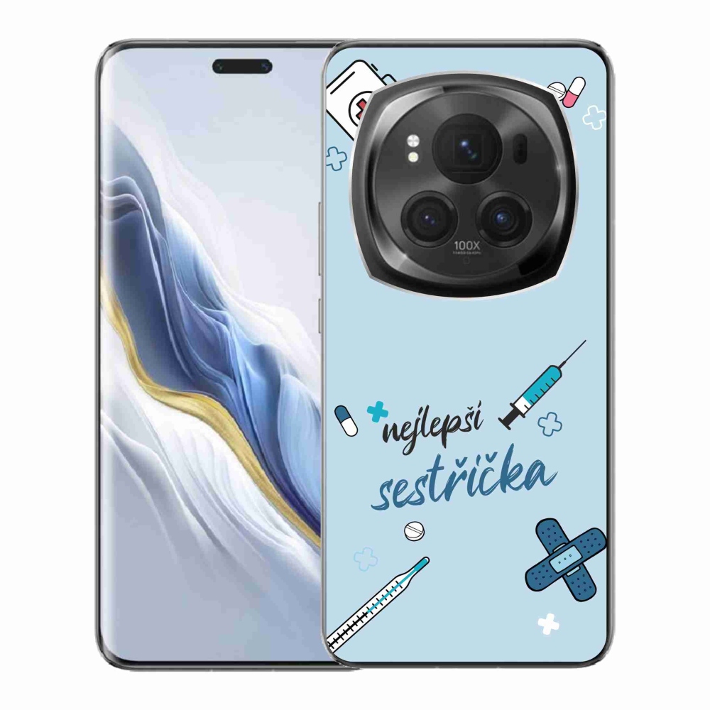 Gél borító mmCase a Honor Magic 6 Pro 5G-n - a legjobb kishúg kék háttérrel