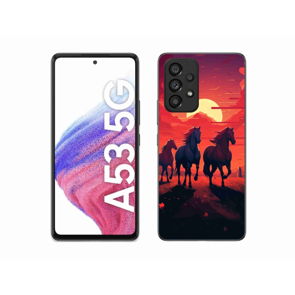 Gél borítás mmCase Samsung Galaxy A53 5G - lovak és naplemente