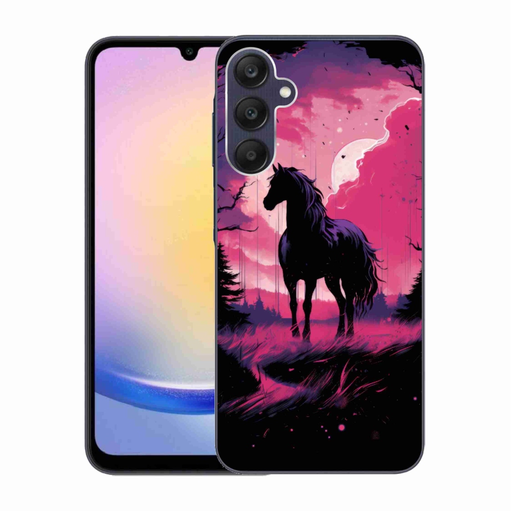 Zselés borítás mmCase Samsung Galaxy A25 5G - fekete rajzfilm ló 1