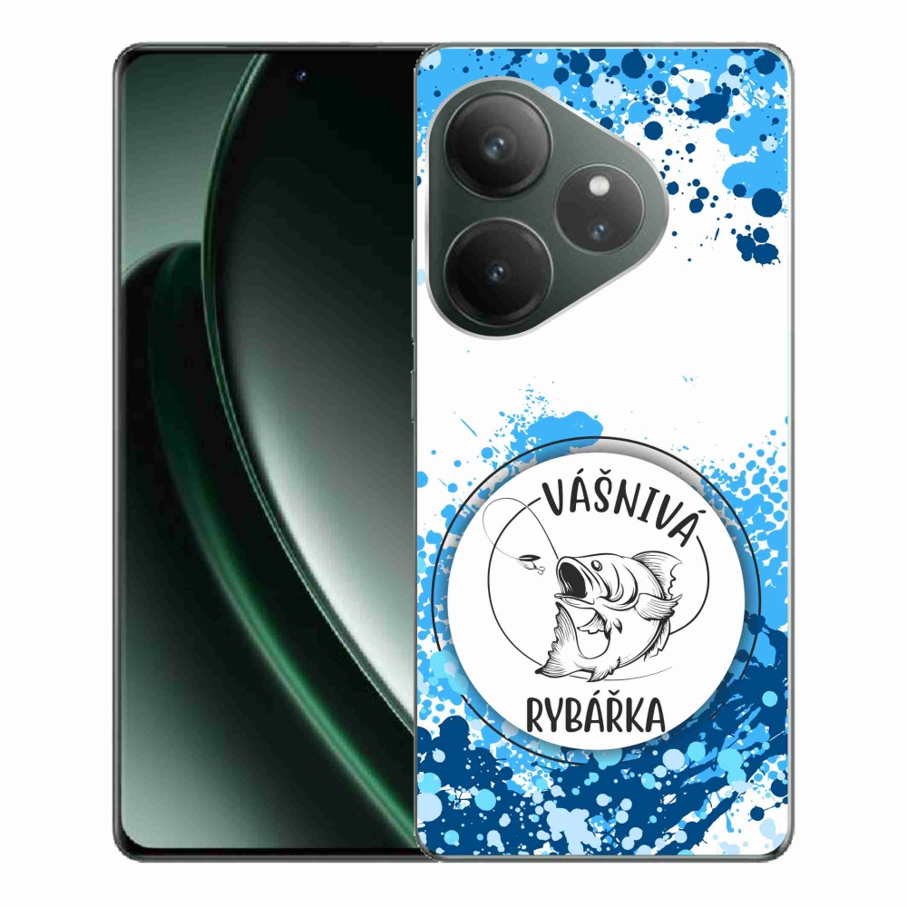 Gél borítás mmCase a Realme GT 6 5G/GT 6T 5G számára - szenvedélyes halásznő fehér háttérrel