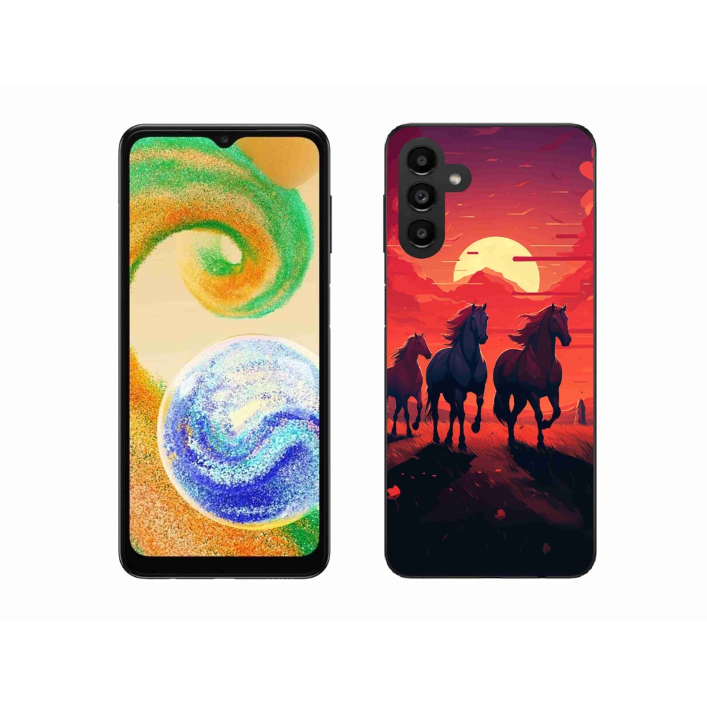 Gél borító mmCase Samsung Galaxy A04s (164.7x76.7x9.1mm) - lovak és naplemente