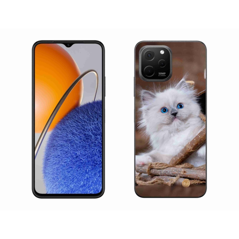 Gél borítás mmCase a Huawei Nova Y61 készülékhez - fehér cica