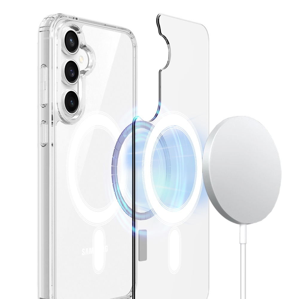 Akril zselés tok szilárd hátlappal és MagSafe funkcióval Samsung Galaxy S25 FE készülékre - átlátszó