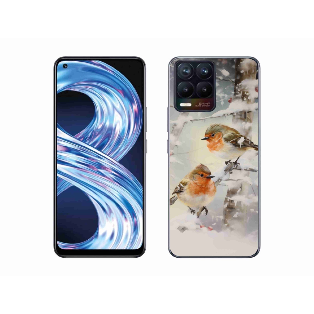Gél borítás mmCase a Realme 8 Pro számára - madarak télen