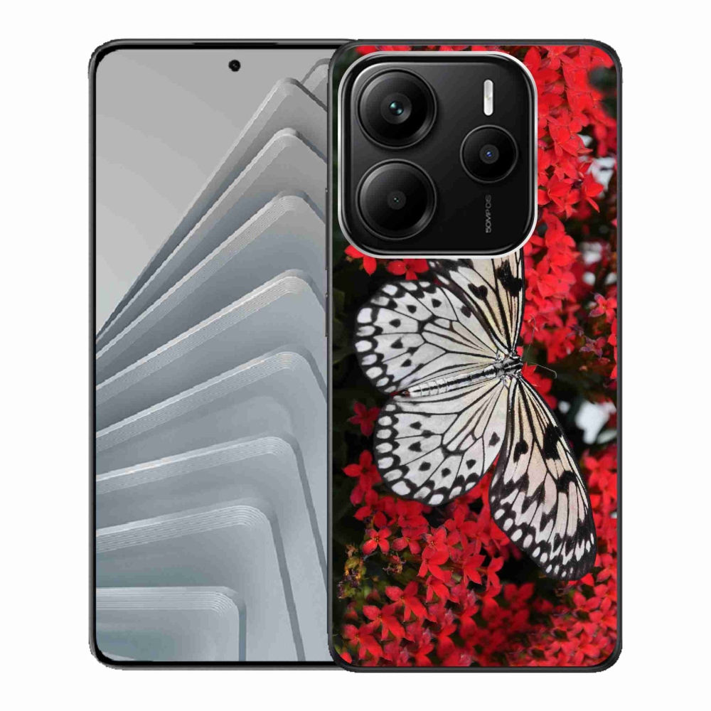 Gél borítás mmCase a Xiaomi Redmi Note 14 5G-hez - fekete és fehér pillangó 1