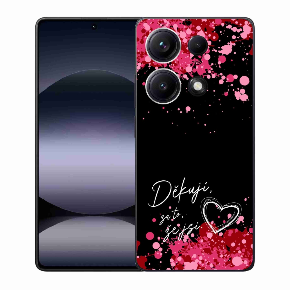 Gél borító mmCase a Xiaomi Redmi Note 14S-hez - text in love 2 fekete háttérrel