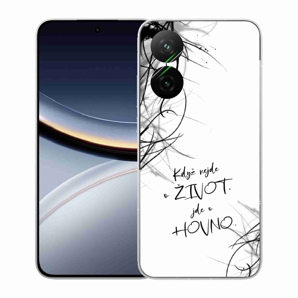 Gél borító mmCase a Xiaomi Poco F7 5G-hez - vicces szöveg 16 fehér háttér