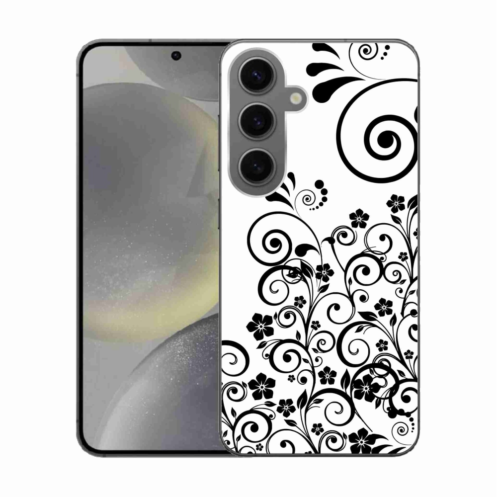 Zselés borítás mmCase Samsung Galaxy S24 készülékhez - fekete-fehér virágminták