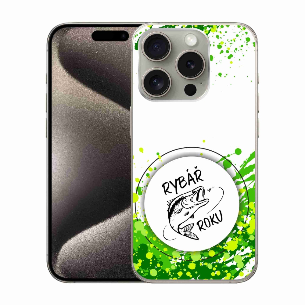 Gél borítás mmCase iPhone 15 Pro készülékhez - Az év halászának fehér háttere