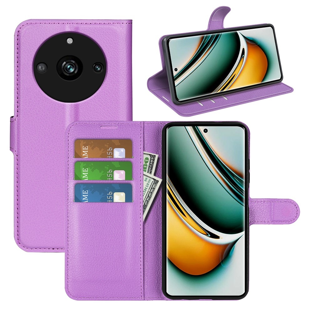 Litchi könyvtáska a Realme 11 Pro 5G/11 Pro+ 5G készülékhez - lila