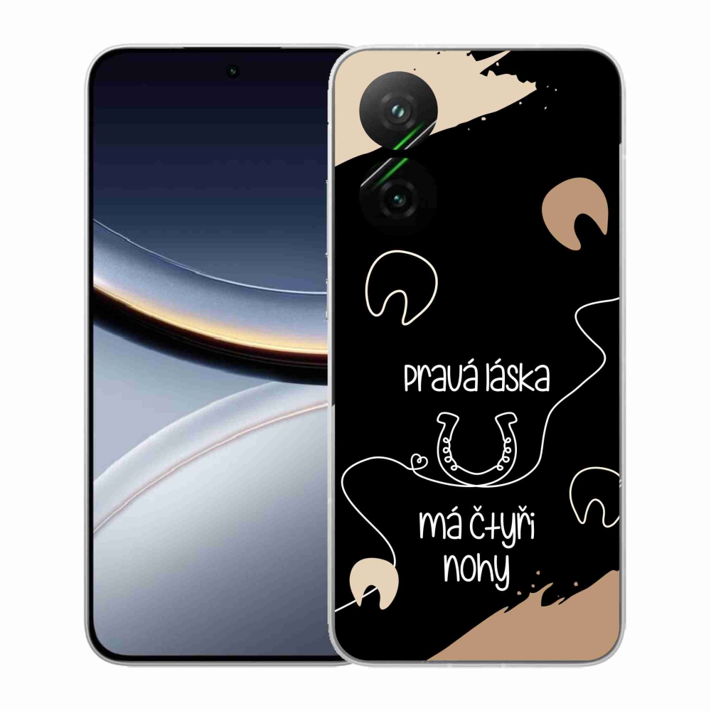 Gél borító mmCase a Xiaomi Poco F7 5G számára - ló motívum fekete háttérrel