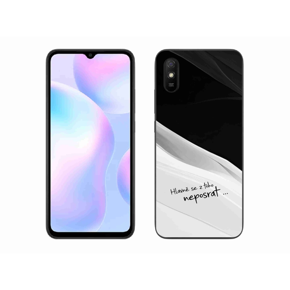 Gél borító mmCase a Xiaomi Redmi 9A számára - vicces szöveg 13 fehér és fekete háttérrel