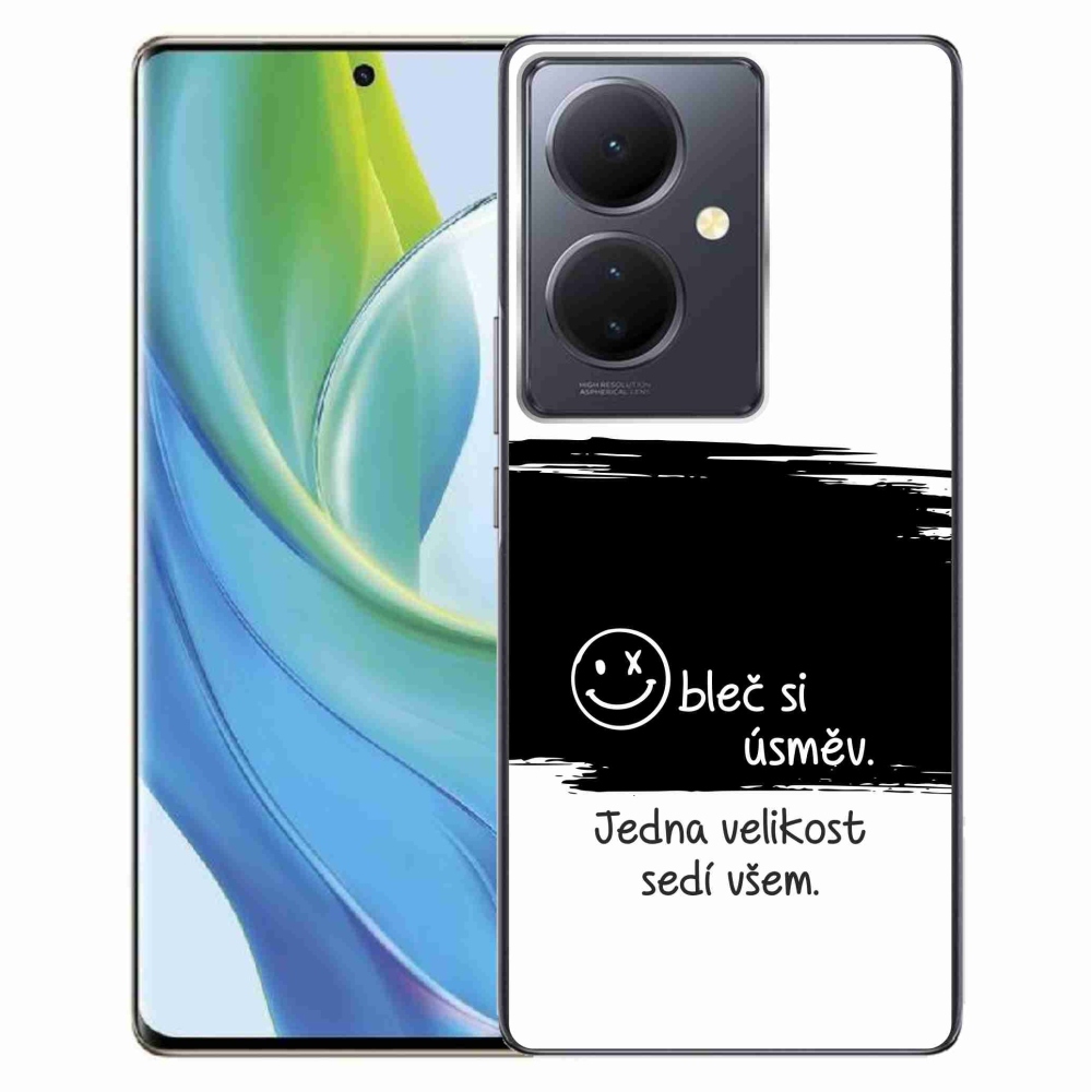 Gél borító mmCase a Vivo V29 Lite 5G-hez - vicces szöveg 8 fekete és fehér háttérrel