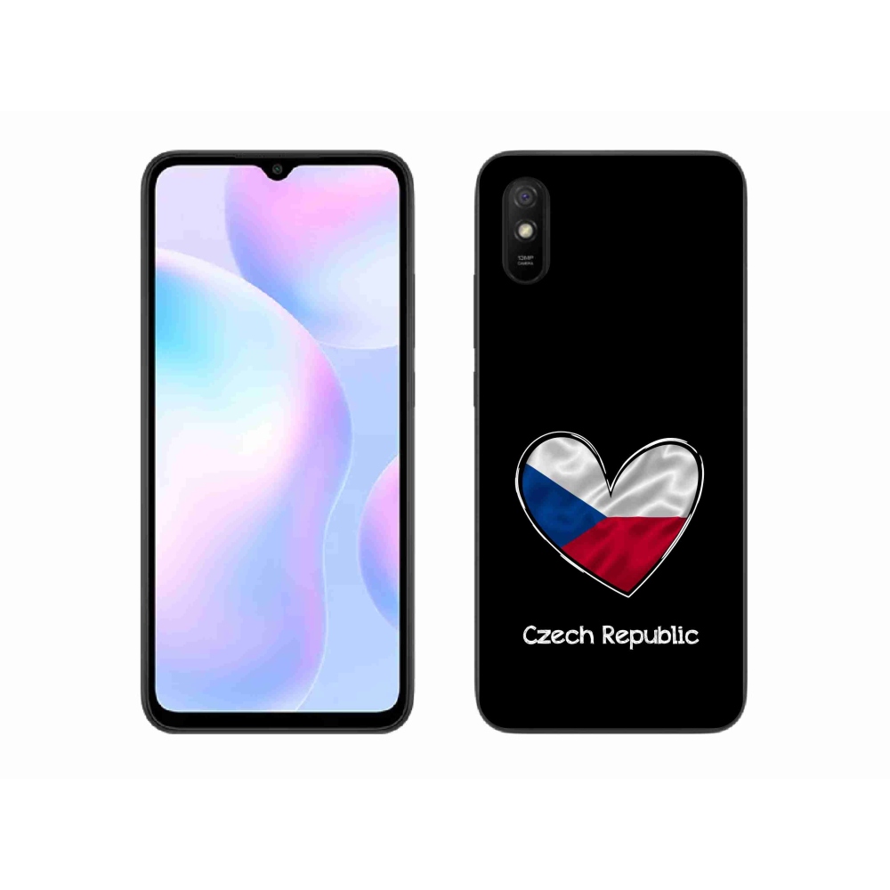 Gél borító mmCase a Xiaomi Redmi 9A - szív zászló fekete háttérrel