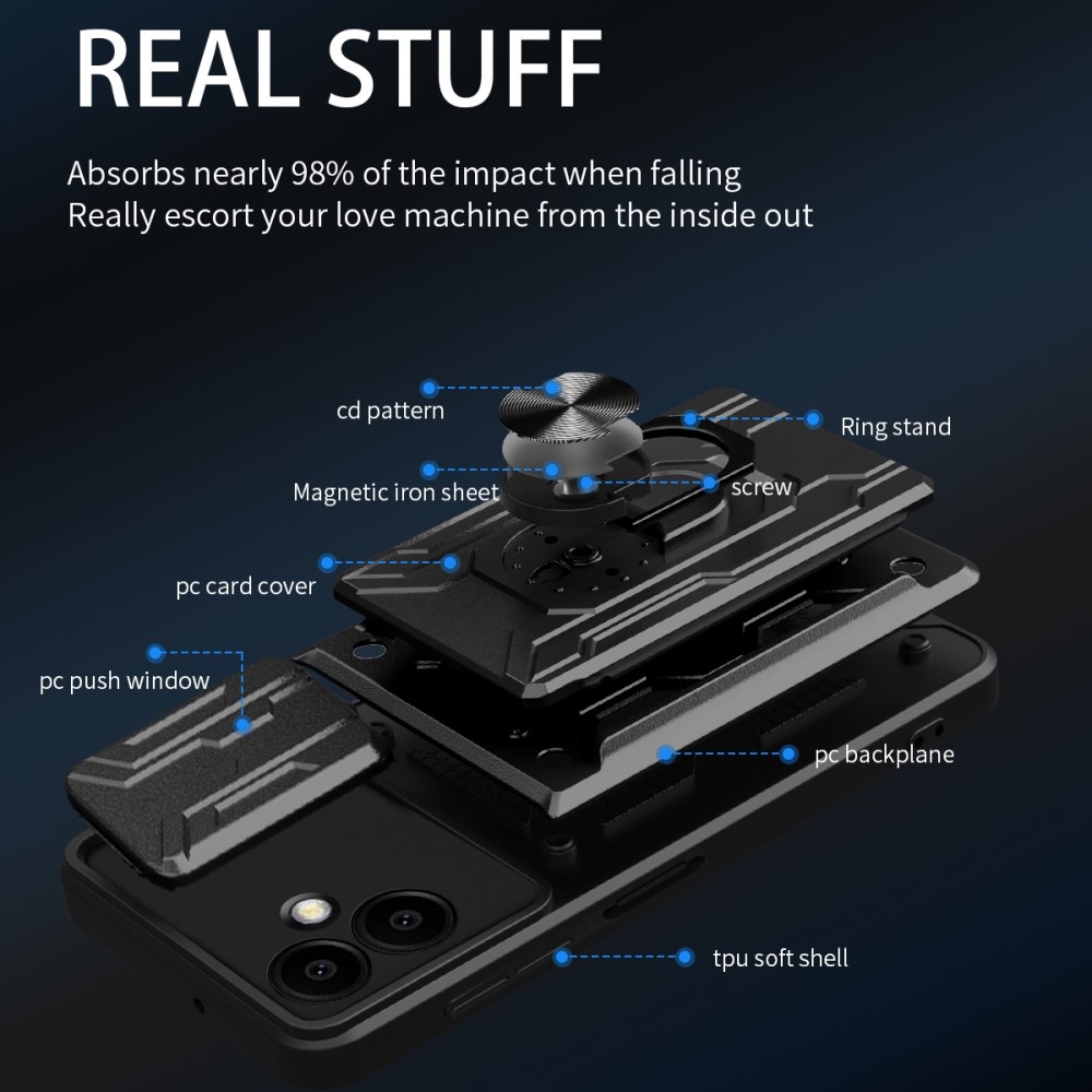 Csúszós, tartós borító Samsung Galaxy A06 4G készülékhez - fekete