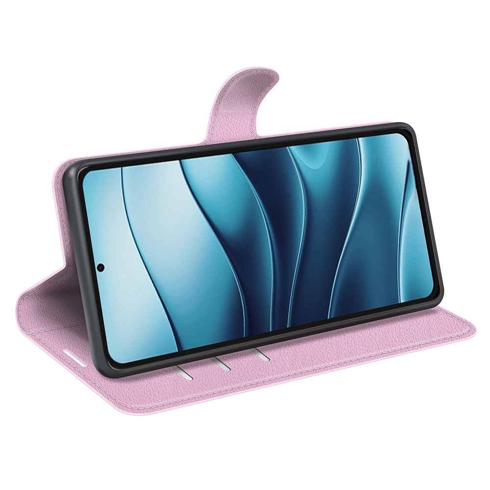 Litchi könyv tok a Xiaomi Redmi Note 14 5G-hez - rózsaszínű