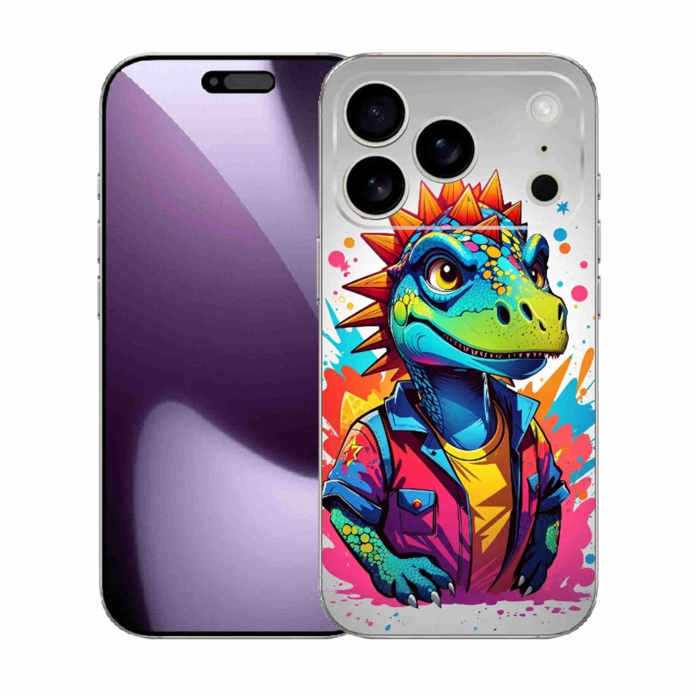 Zselés borítás mmCase iPhone 17 Pro készülékhez - színes dinoszauruszok
