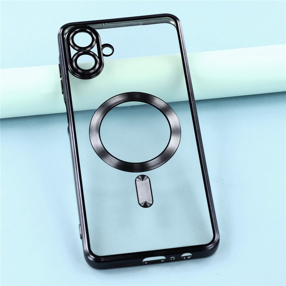 Átlátszó tok kameravédelemmel és MagSafe támogatással Samsung Galaxy A07 4G készülékhez - fekete