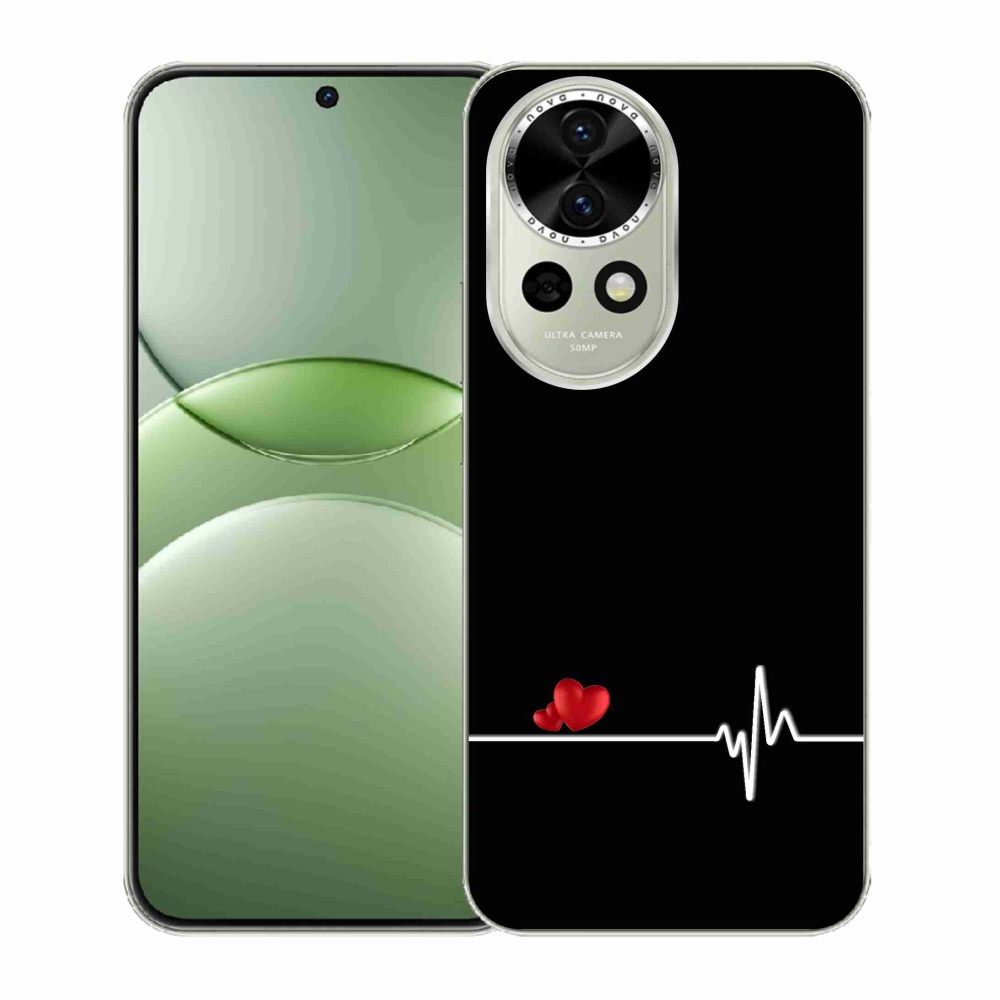 Gél borító mmCase a Huawei Nova 13 5G-n - szív és szívverés fekete háttérrel