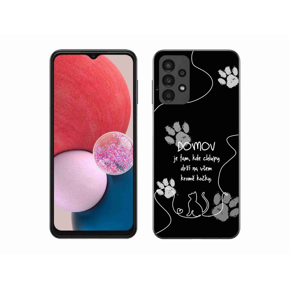 Gél borítás mmCase Samsung Galaxy A13 4G - macska motívum fekete háttérrel