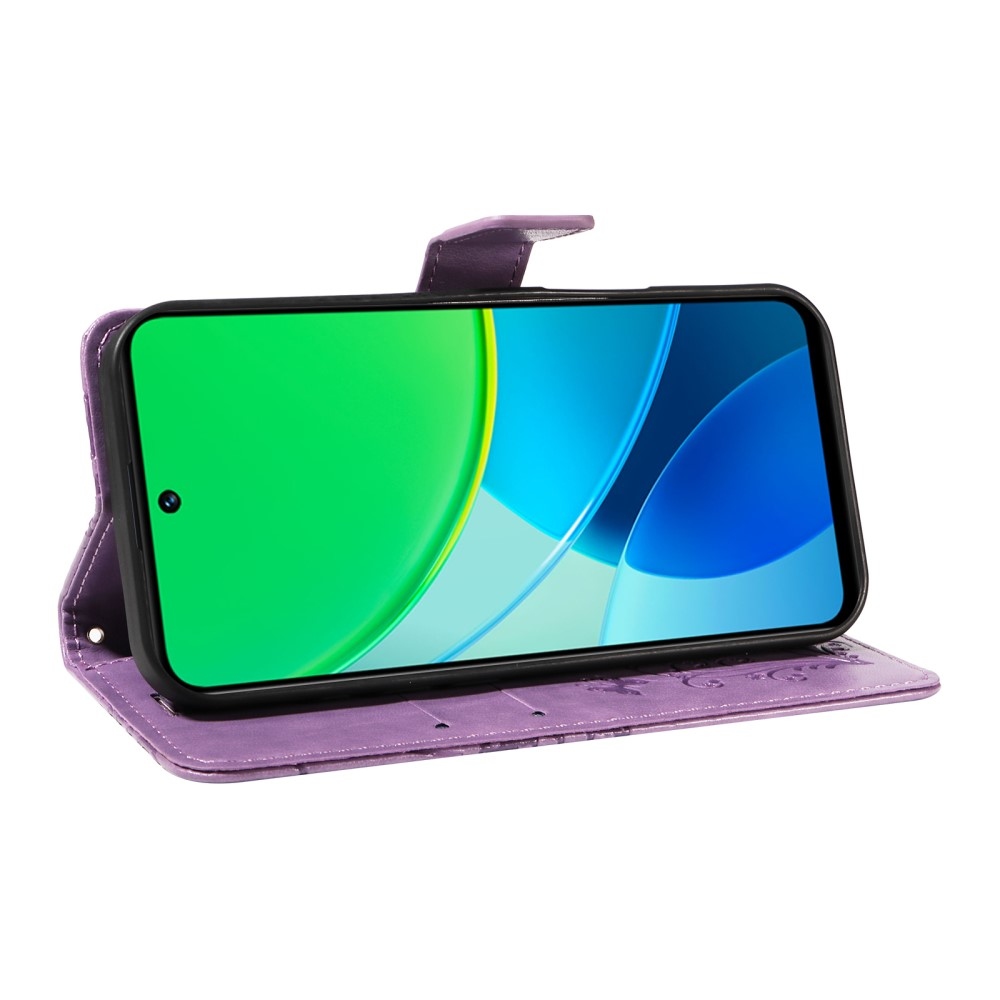 Nagy pillangó könyvtáska Vivo Y19s készülékhez - lila