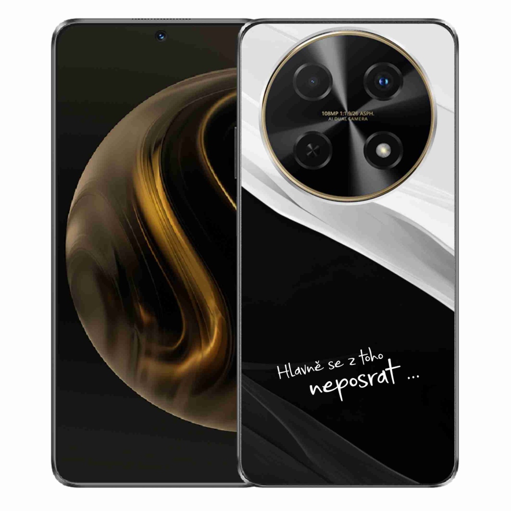 Gél borító mmCase a Huawei Nova 12i készülékhez - vicces szöveg 13 fekete és fehér háttérrel