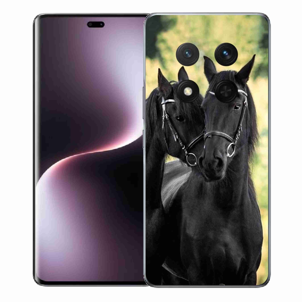 Zselés borítás mmCase a Honor Magic 7 Lite 5G számára - két fekete ló