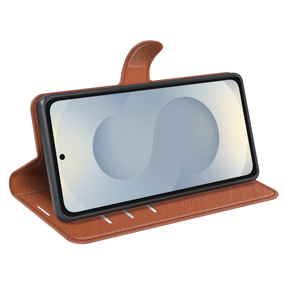 Litchi könyv tok Samsung Galaxy S25 Edge készülékhez - barna