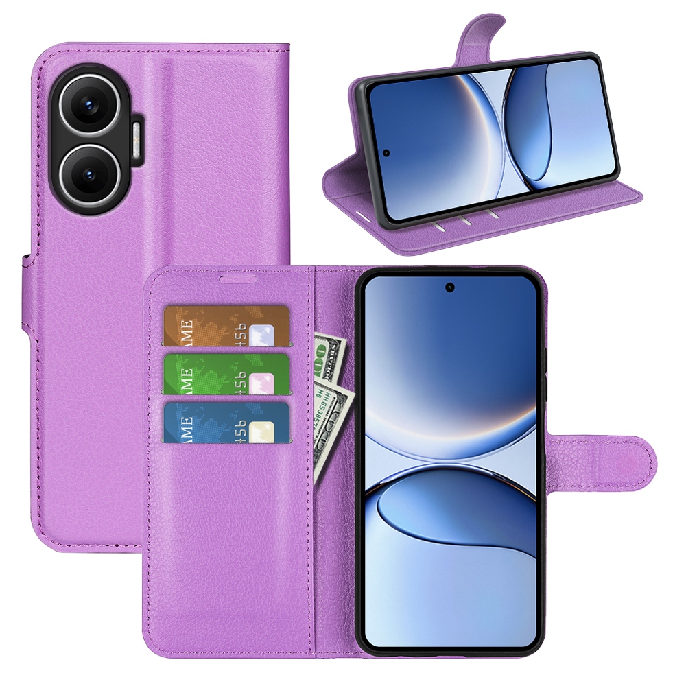 Litchi könyv tok a Xiaomi Poco F7 5G-hez - lila