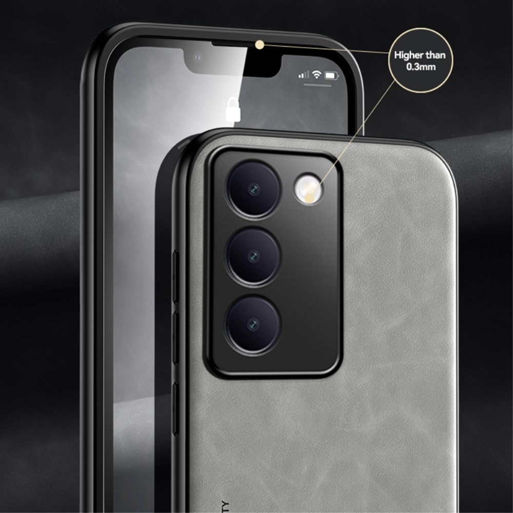 X&E műanyag tok szintetikus bőrrel a Vivo V40 SE 4G/5G készülékhez - világosszürke