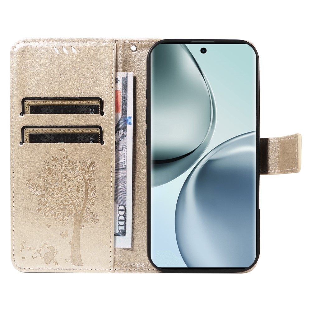 Fák könyvtáska a Realme 14 Pro 5G-hez - arany színben