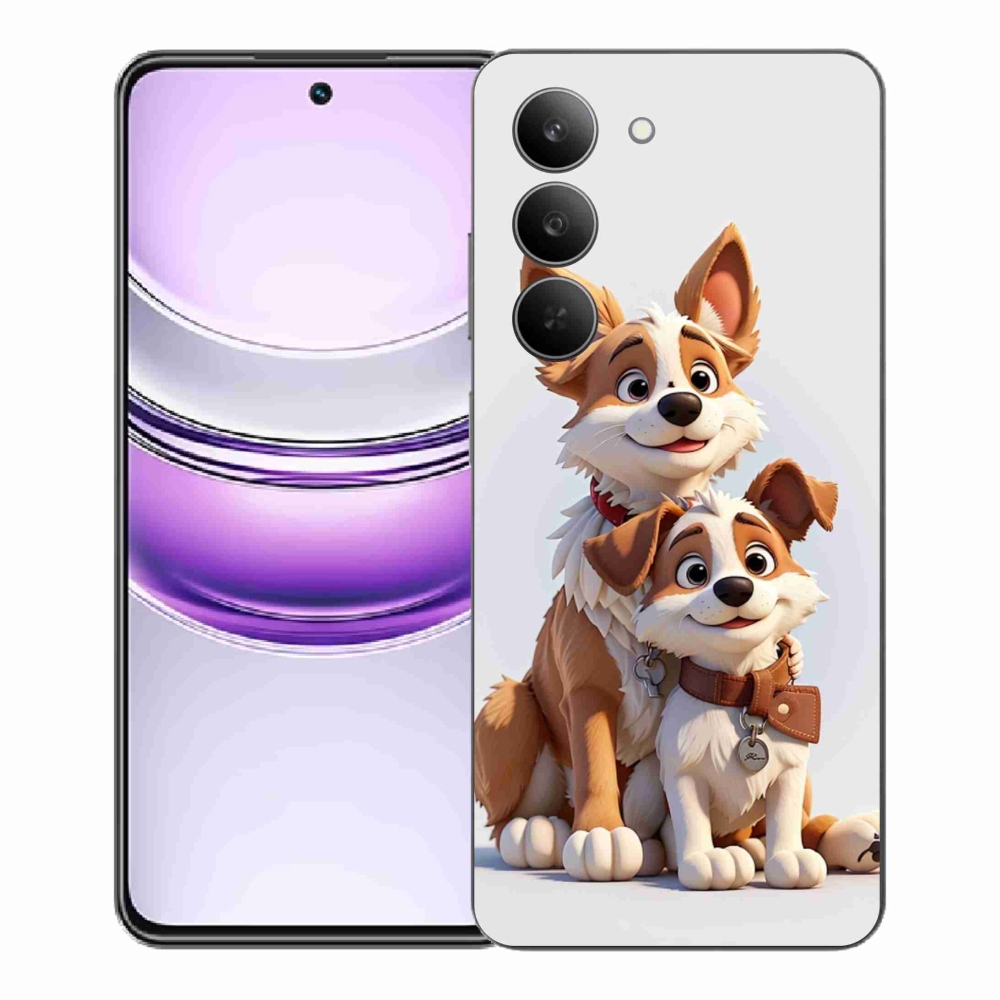 Zselés borítás mmCase a Realme 14x 5G számára - kutyák rajzolása