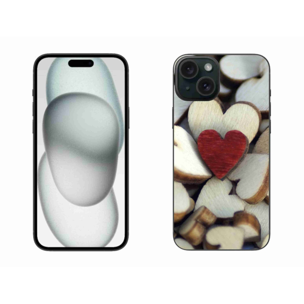 Zselés borítás mmCase iPhone 15 Plus készülékhez - gravírozott piros szív