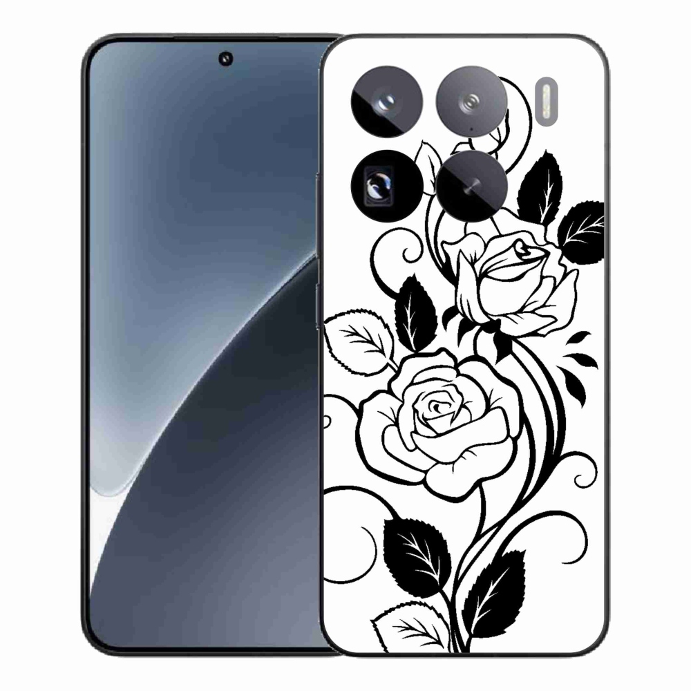 Gél borítás mmCase a Xiaomi 15 Pro-hoz - fekete és fehér rózsa