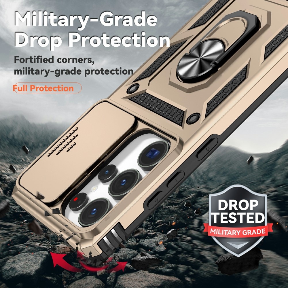 Gyűrűálló borítás Samsung Galaxy S25 Ultra készülékhez - arany színű