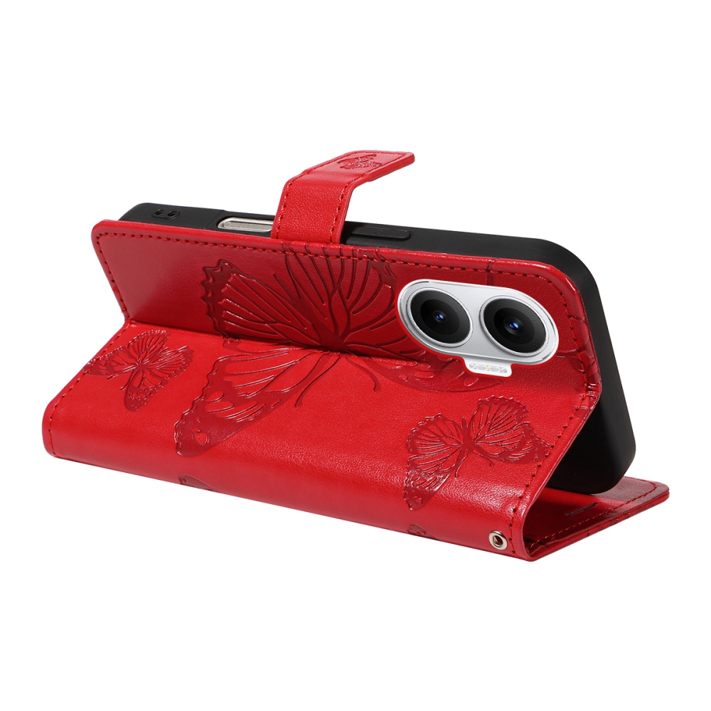 Nagy pillangó könyv tok a Xiaomi Poco F7 5G-hez - piros